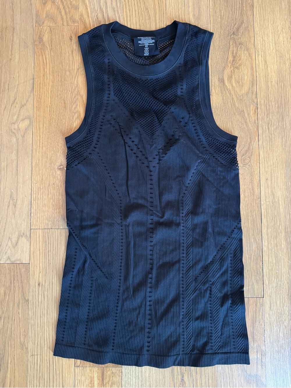 Mesh & Ribbed Tank Top - Black